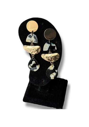 Yuvarlak Katlı Sallantılı Bijuteri Kolye Siyah