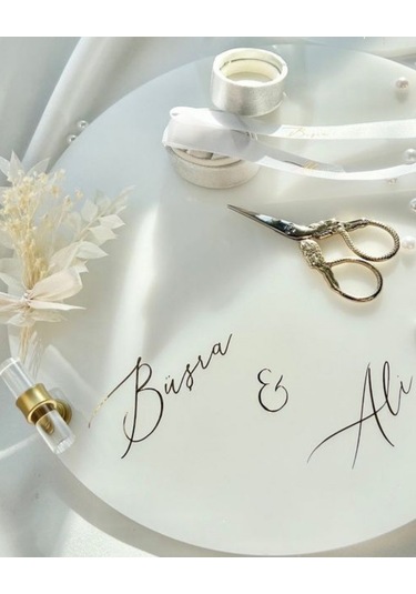 İnci Detaylı Gold Nişan Tepsisi Ve Damat Kahvesi Seti