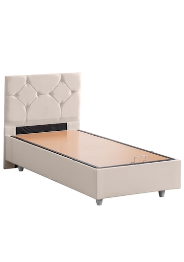 Glamis Tek Kişilik Baza Başlık Letto Yatak Seti - Krem 120 x 200