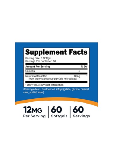 Nutricost Astaxanthin 12mg, 60 Softgels - Non-gmo And Gluten ... Aromasız
