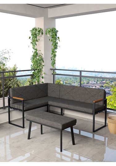 Mygusi Src Balkon, Bahçe, Cafe, Köşe Takimi Antrasit
