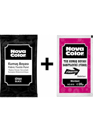 Nova Color Siyah Kumaş Boyası + Sabitleyici