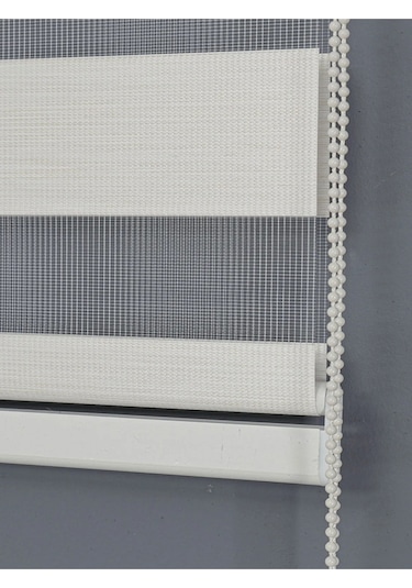 Ithal Bambu Ekru Bambu Stor Zebra Perde Eteği Düz Alüminyum Kasa Metal Ayak