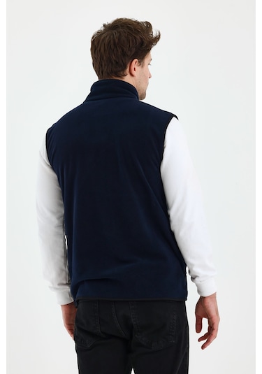 Monox Erkek Tam Fermuarlı Spor Polar Yelek Lacivert