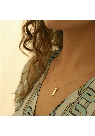 Dkmn Gümüş Isimli Doğum Taşlı Levha Kadın Gümüş Kolye