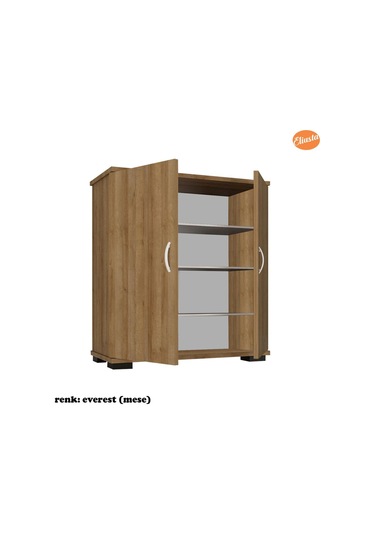 2 Kapaklı 4 Raflı Ayakkabılık Meşe - Beyaz