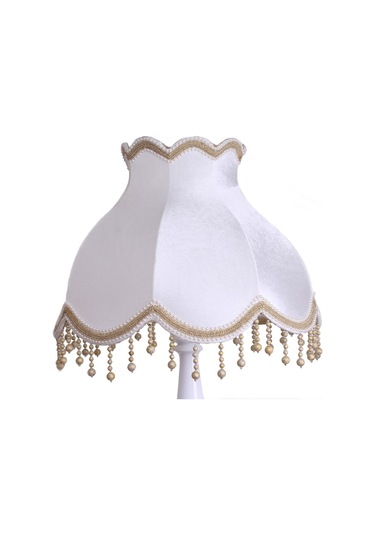 Kadife Kumaş Kaplama Ahiap Ayak Lambader Gold Beyaz