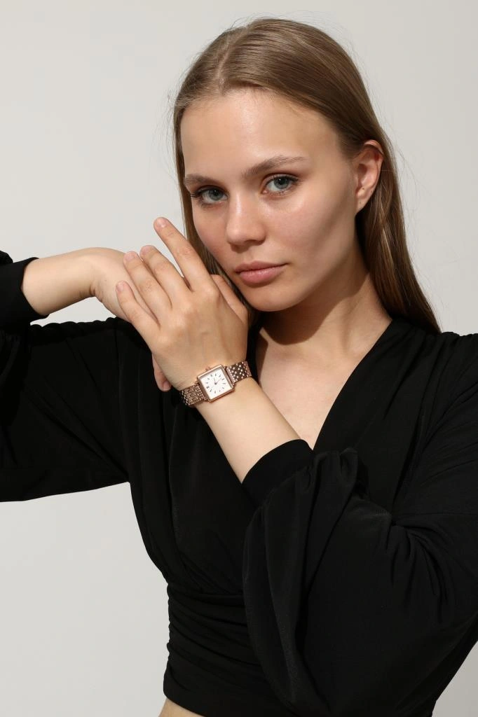 Minimal Kare Rose Kadın Kol Saati Rose Gold