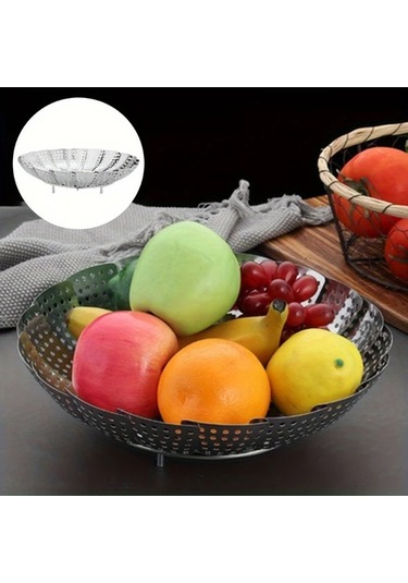 Dashanshop Silvery Paslanmaz Çelik Katlanır Buharlık Fırın Airfryer Izgara Sebze Meyve Pişirme