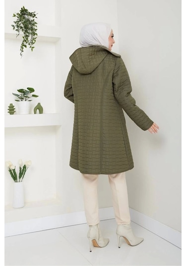 İçi Kürklü Kapüşonlu Mont / Haki - M0103 Haki