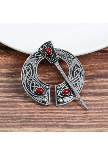 Suntek El Işi Yarım Daire İskandinav Ortaçağ Viking Pimi Broş Antik Gümüş Çok Renkli