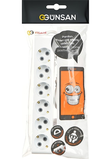 Günsan  Altılı Çocuk Korumalı Topraklı Grup Priz 3 Metre