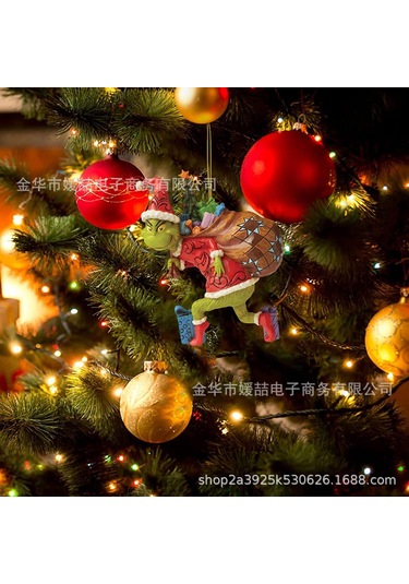 Yeşil Saç Canavar Noel Dekorasyon Süsü Karikatür Noel Ağacı Kolye Noel Ev Araba Dekorasyonu 18