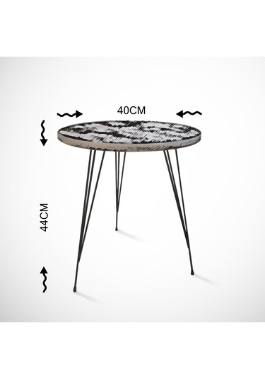 Sandalf Beyaz Yan Sehpa & Metak Ayaklı Servis Sehpası