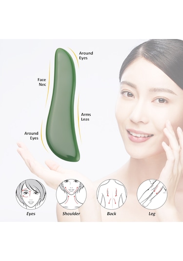 Youtek Doğal Yeşim Taşı Gua Sha Masaj Aleti - Yüz, Boyun Ve Vücut Bakımı İçin