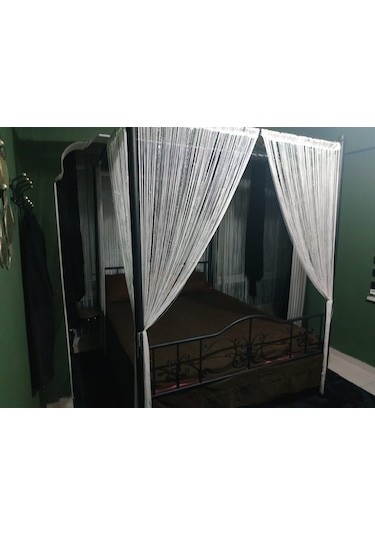 İP MODEL BEYAZ RENK İP PERDE 300*270 cm - 2 mm şerit Beyaz