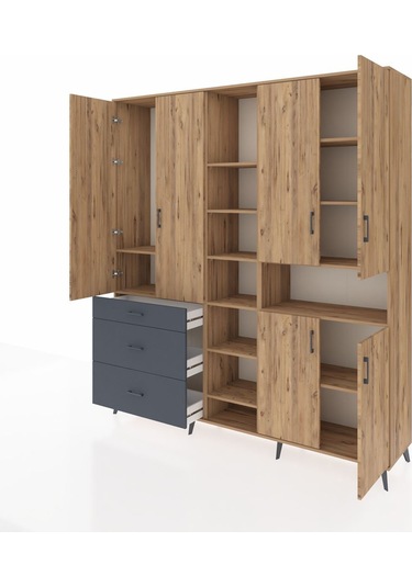 Hyperion Dolap 13 Raflı 3 Çekmeceli 6 Kapaklı 220x44x243 Çam-çam/antrasit Atlas Çam/antrasıt Hyperion Dolap 13 Raflı 3 Çekmeceli 6 Kapaklı 220x44x243 Çam-çam/antrasit Atlas Çam/antrasıt