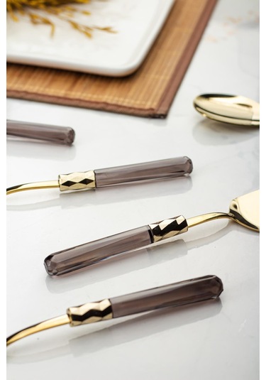 5 Parça Gold Servis Seti & Servis Sunum Seti Füme Kepçe / Kevgir / Sıpatula / Çatal / Kaşık