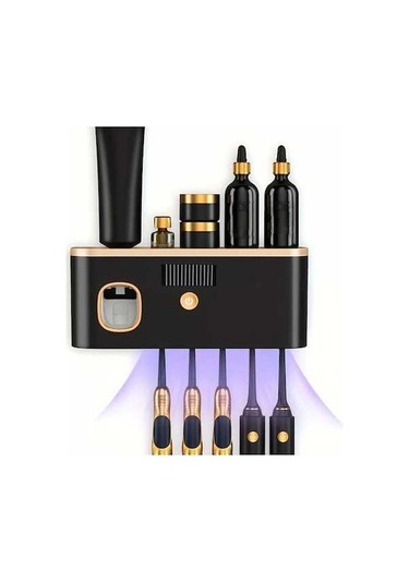 Fastbuy Challenger Akıllı Diş Fırçası Tutucu, Otomatik Macun Dağıtıcı, Usb Şarjlı, 5 Bölmeli, Siyah Siyah