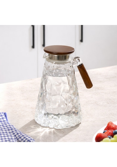 Porsima 6504 Violet Sızdırmaz Kapaklı Ve Kulplu Cam Başucu Sürahisi 1800ml