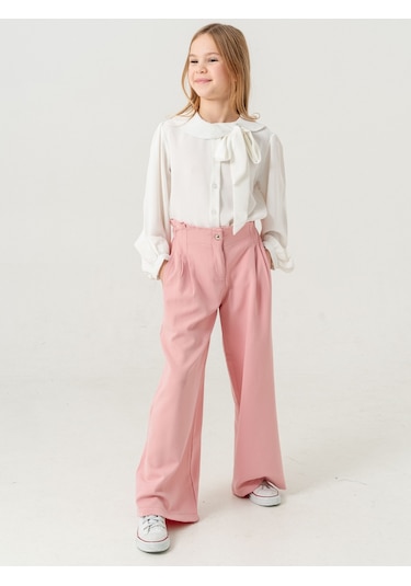 Kız Çocuk Çift Pileli Pantolon 2567 Pembe