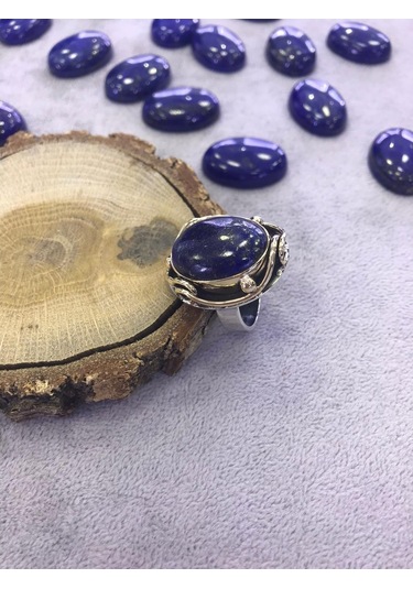 Lapis Lazuli Taşlı Gümüş Yüzük 925 Ayar Doğal Taş - 217266493