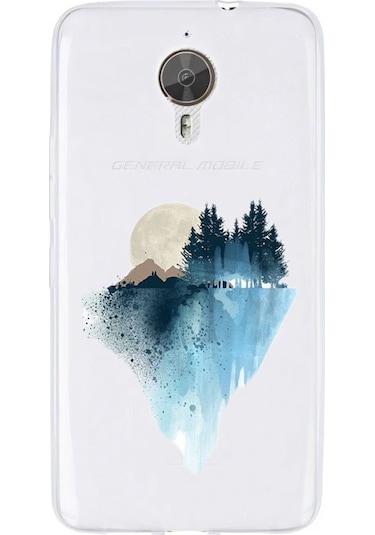 General Mobile Gm5 Plus Uyumlu Dağ Ve Ay Desenli Silikon Kılıf