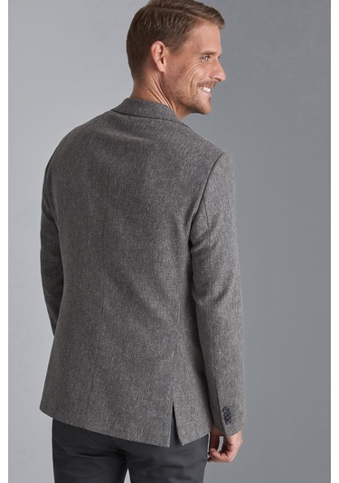 Erkek Gri Regularfıt / Rahat Kalıp Mono Yaka Ceket-10325 Gri