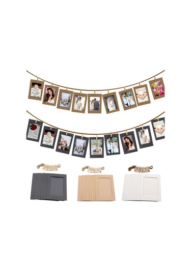 Kendin Yap Kraft Kağıdı Resim Çerçeveleri Ev Dekorasyonu Klipsli Kombinasyon Kağıt Çerçeve Fotoğraflar Albümü