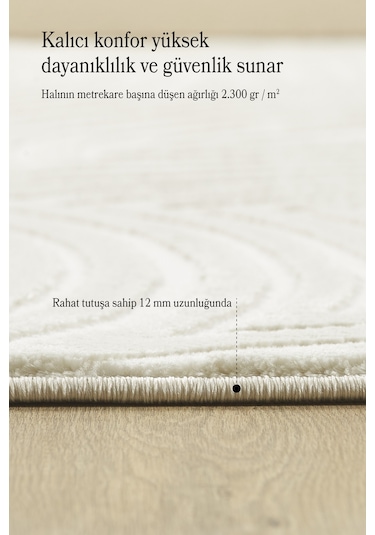 Modern Salon Halısı Oturma Odası Halısı Yolluk Krem Halı Hav Toz Vermez Kolay Temizlenebilir Halı Krem