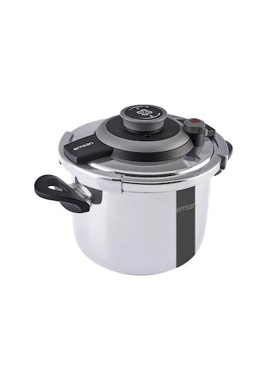 Emsan Vera 2'li Düdüklü Tencere Seti 4+6 Litre Siyah Gümüş - Siyah