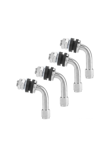 Tenfowee Oto-motosiklet Lastikleri İçin 90 Derece Açıda Dayanıklı, Sızıntı Testli, 4 Adet Alüminyum+gümüş Kapaklı Valf Sapları Kolay Kurulum