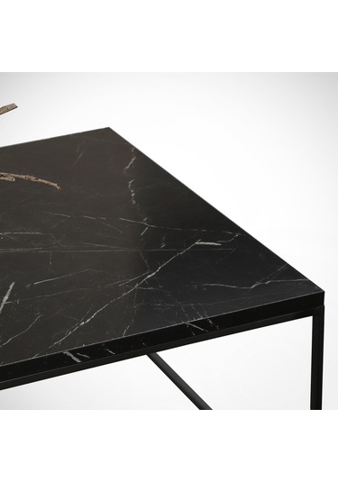 Cosco Siyah Mermer Orta Sehpa Metal & Orta Masa Royal/Metal Ayak