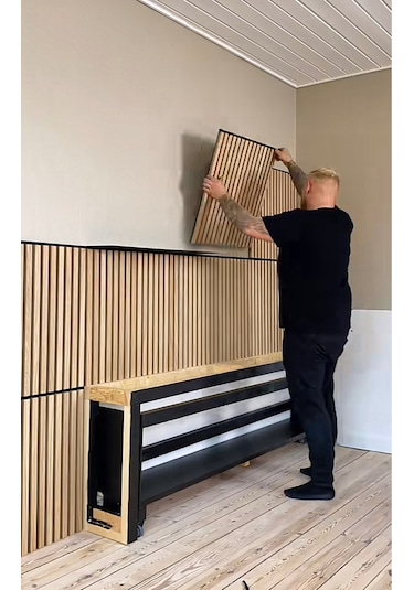 Meşe 10 Adet 40x40cm Yeni Nesil Akustik Ahşap Duvar Paneli