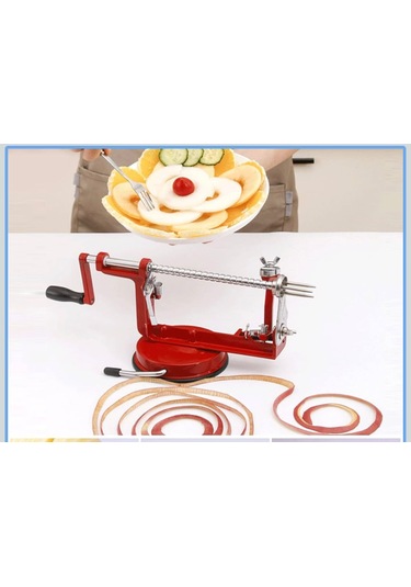 3 Ü 1 Arada Çok Fonksiyonlu Meyve Aleti, Güçlü Emici Taban Ve Paslanmaz Çelik Bıçaklar Kırmızı