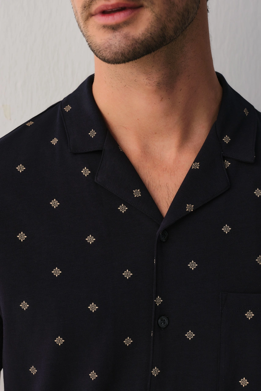 Suwen Treasure Modal Erkek Maskülen Şort Pijama Takımı Sh26424663b303 Lacivert