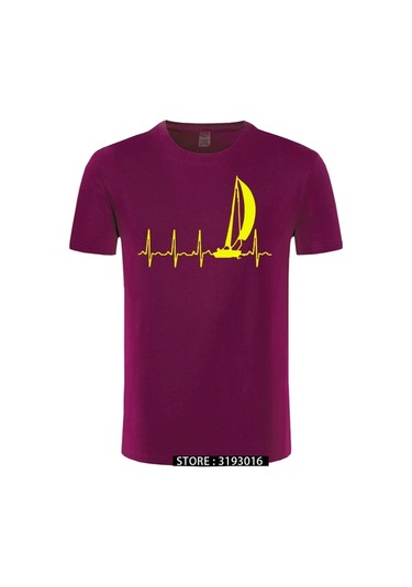 Cınessd Yelken Kalp Atışı Grafikli Yazlık %100 Pamuk Erkek Tshirtkoyu Gri Koyu Gri