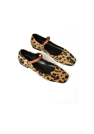 Fox Shoes S726252502 Kahverengi Leopar Süet Kadın Babet Kahverengi