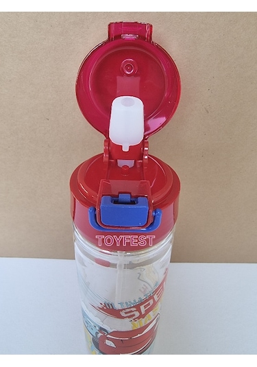 Pipetli Suluk Matara - Kilit Kapaklı Speed Master Car Hızlı Araba Temalı - 500 Ml