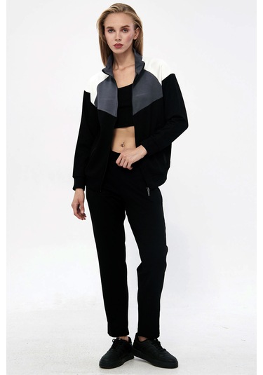 Trendhill Kadın Siyah Modal Scuba Eşofman Takım Edy5543s Siyah