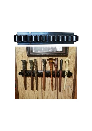 Yaozixa Plastik Büyücülük Asa Gösterge Rafı - 10 Adet Asa Tutabilir, Dayanıklı Malzeme, Monte Somunları Dahil Siyah