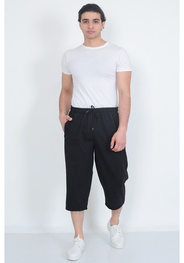 Lukitus Battal Büyük Beden Kapri Erkek Eşofman Altı Siyah