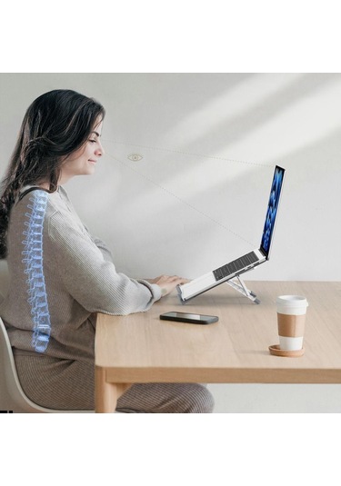 Sones Ls-001 Taşınabilir Katlanır Dizüstü Bilgisayar Isı Dağılımı Artırıcı Tutucu Gümüş