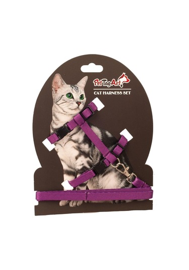 Pettagart Ayarlanabilir Kedi Göğüs Tasma Seti Mor 10 Mm 110 Cm