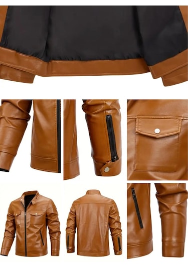 Hakiki Kuzu Derisi Taba Renk Erkek Spor Ceket Taba