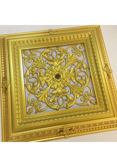 Saray Tavan Göbek Panel 72cm 72cm Gold Içerisine Led Döşenebilir Panel