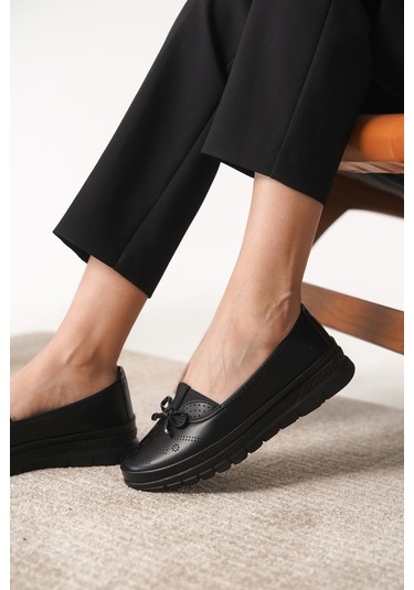 Garantili D0109 Günlük Ortopedik Kadın Babet Ayakkabı Siyah