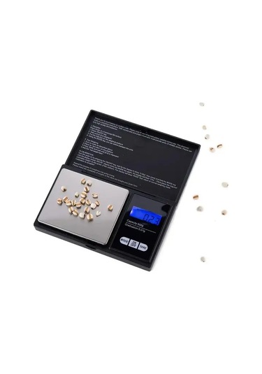 Sunshine011 Taşınabilir Paslanmaz Çelik Dijital Cep Terazisi 0.01g-500g Hassas Gramaj Ölçer Siyah