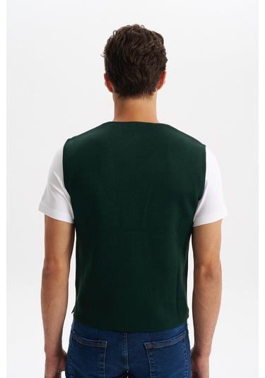 Arma Erkek Slim Fit Örme Likralı Pike Triko Yelek Kısa Kollu, %90 Akrilik %10 Wool K0yyo0858 Yeşil