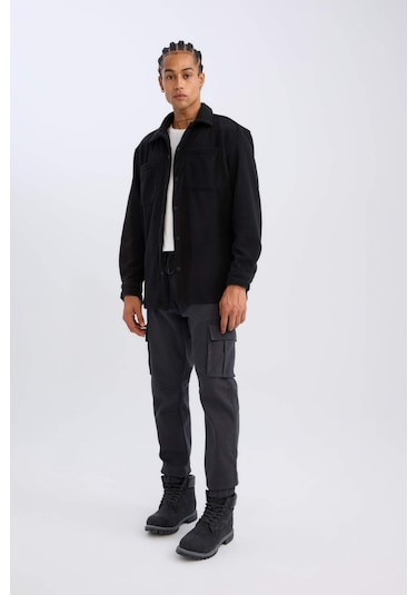 DeFacto Relax Fit Polar Uzun Kollu Siyah Gömlek A4782AX24WNBK81 DeFacto Relax Fit Polar Uzun Kollu Siyah Gömlek A4782AX24WNBK81